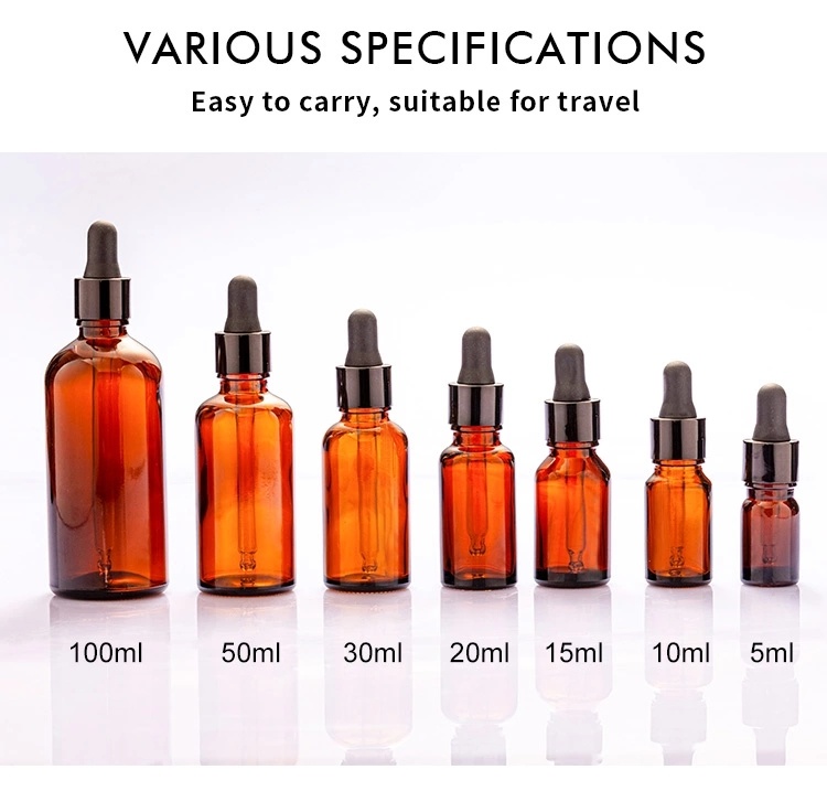 30ml Amber Glass Essential Oil Bottle with Black Plastic Dropper Pipette