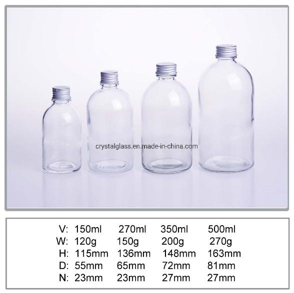 Custom 350ml Clear Fruit Juice/Beverage Coffee Drinking Glass Bottle
