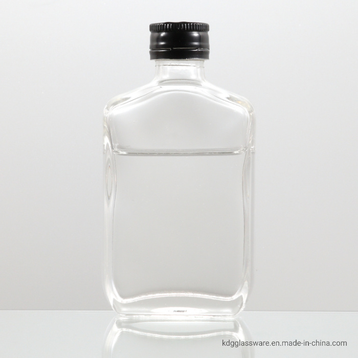 Manufacture Flat Glass Bottle with Aluminum Lid for Liquor Drinking