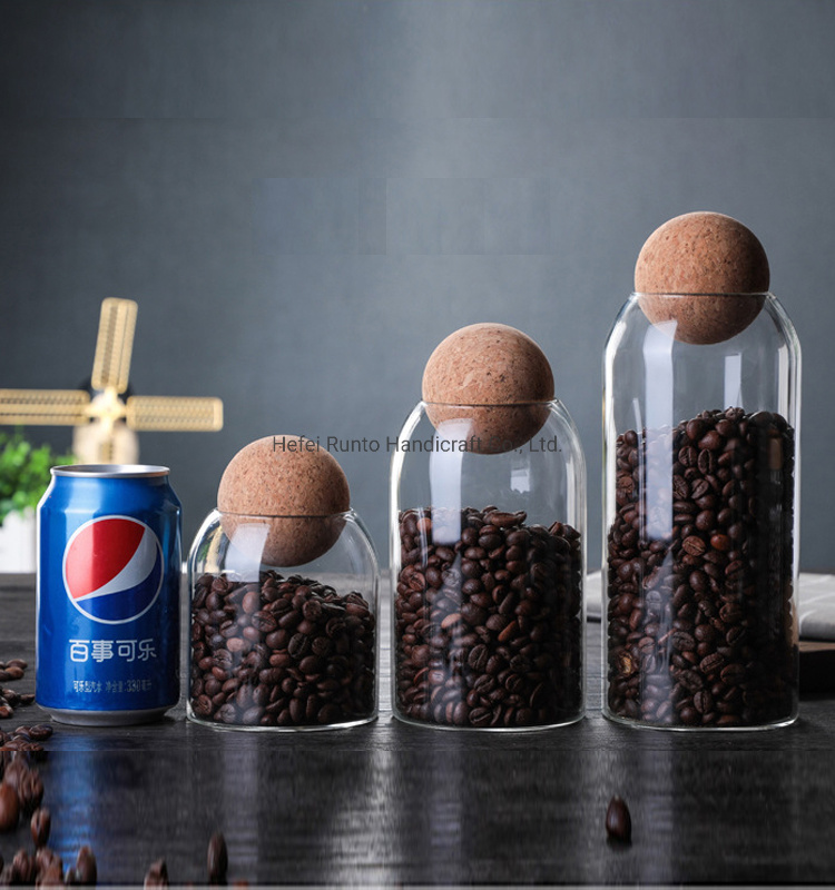 High Borosilicate Glass Coffee Bean Storage Bottle with Ball Lid Stylish Clear Storage Jar Glass