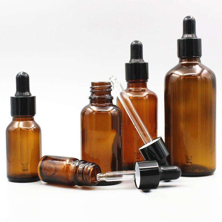 10ml Stock Amber Glass Bottle with Black Screw Cap for Essential Oil