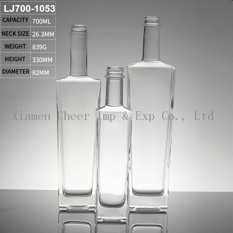 China Square Glass Bottle Unique Shaped Vodka Glass Bottles