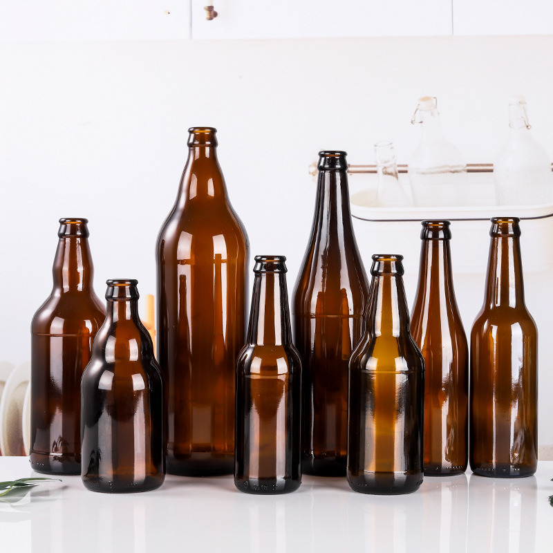 Empty 250ml 330ml 500ml 650ml Brown Beer Bottle/Amber Beer Glass Bottle with Crown Cap