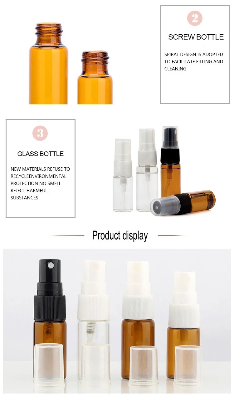 2 Ml 5ml Amber Essential Oil Glass Dropper Bottle