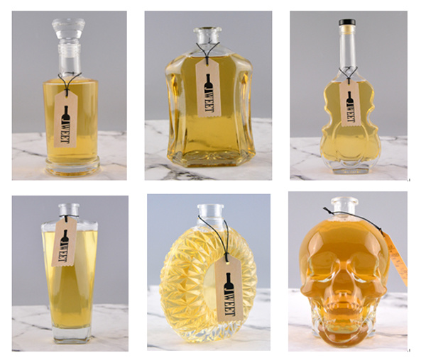 Fantastic Design Luxury Embossed Square Brandy Liquor Glass Bottle