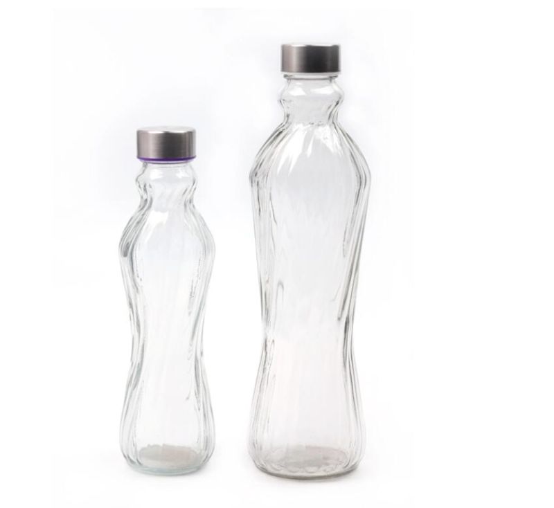 500ml 1 L Glass Water Drinking Bottle with Metal Screw Cap for Cola, Mineral Water Bottle