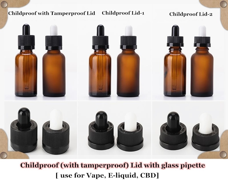 Aluminum Black Cap Pipette 20ml Clear Glass Essential Oil Bottle