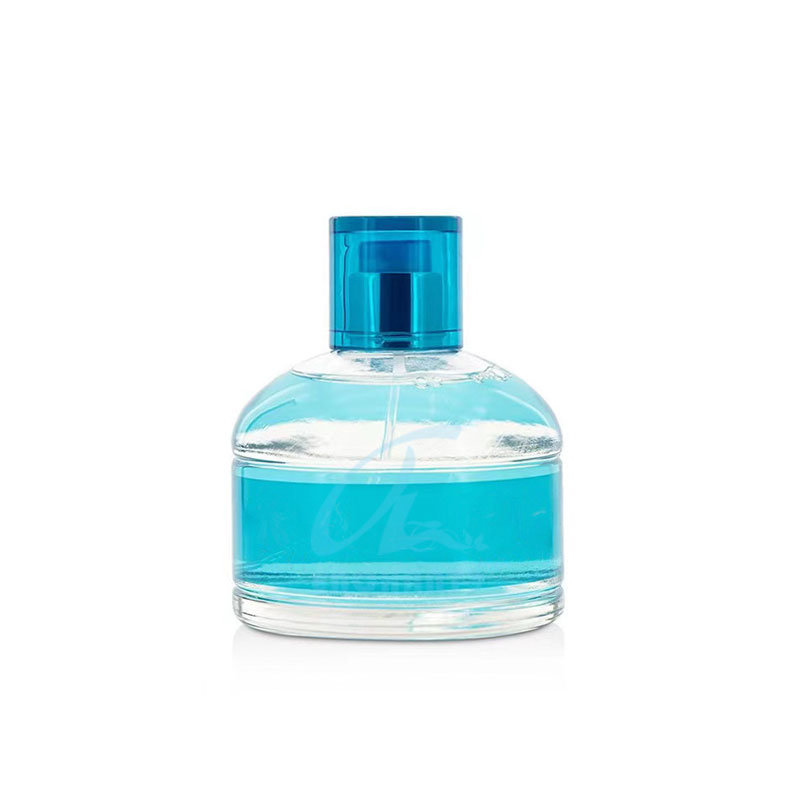 Transparent Blue Curved Glass Spray Bottle Cosmetic Perfume Empty Bottle