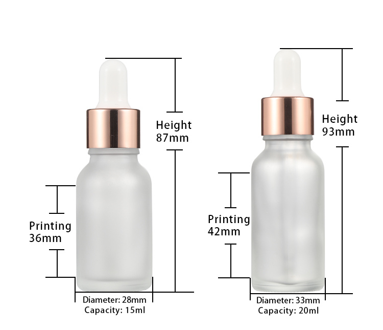 High Quality 15 Ml 20 Ml 30 Ml 50 Ml 100 Ml Frosted Clear Glass Dropper Bottle for Essential Oil
