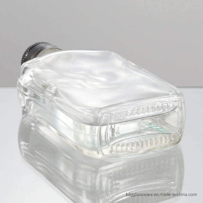 Manufacture Flat Glass Bottle with Aluminum Lid for Liquor Drinking