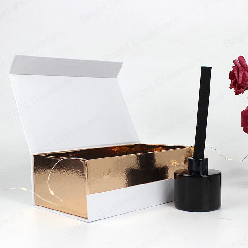 100ml Black Glass Diffuser Bottle with Fiber Stick and Luxury Paper Package Box