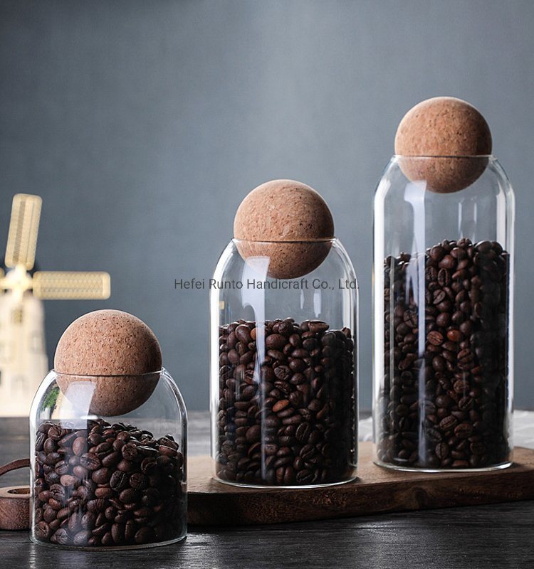 High Borosilicate Glass Coffee Bean Storage Bottle with Ball Lid Stylish Clear Storage Jar Glass