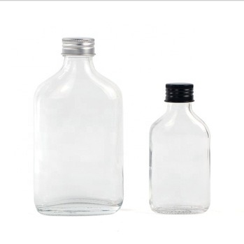 50 Ml 100ml 200ml 350ml 500ml Flat Juice Beverage Water Whiskey Glass Bottle with Cap