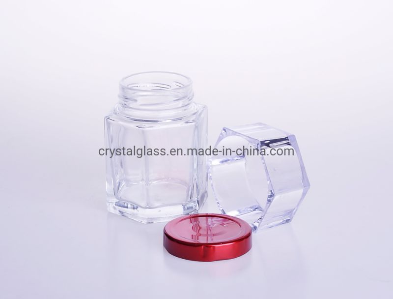 Hexagon Honey Jam Jar High-End Glass Bird Nest Jar 80ml/120ml/150ml/180ml/300ml