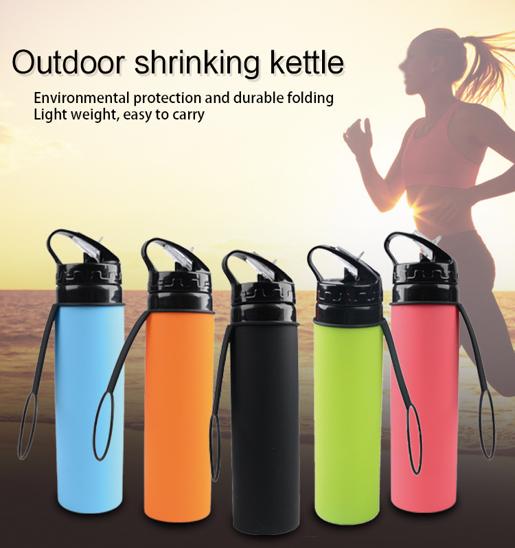 Wholesale Outdoor Sports Bicycle Water Bottle BPA Free Silicone Collapsible Drinking Bottle