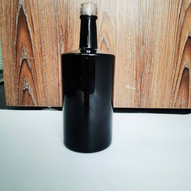 Custom 750ml Black Color Spirits Champagne Sparkling Wine Glass Bottle