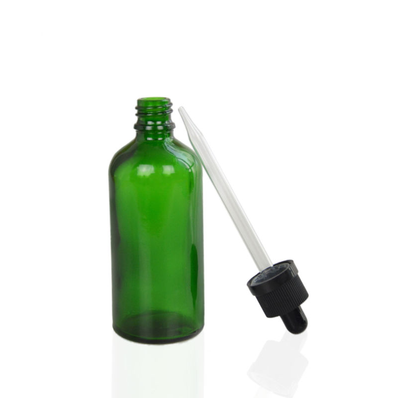 Empty 100ml Green Glass Eliquid Dropper Bottle