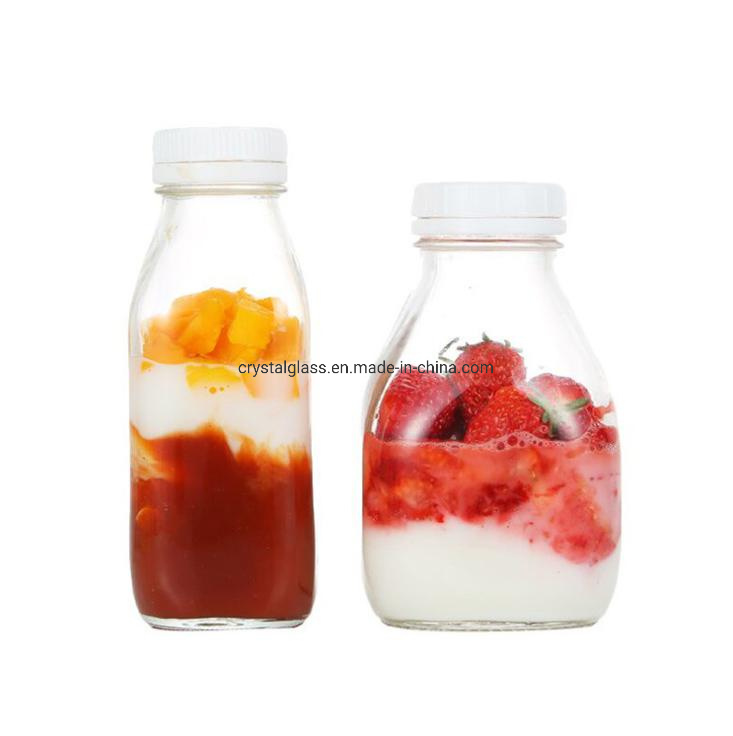 16oz Square Orange Juice Glass Bottle with Customized Logo