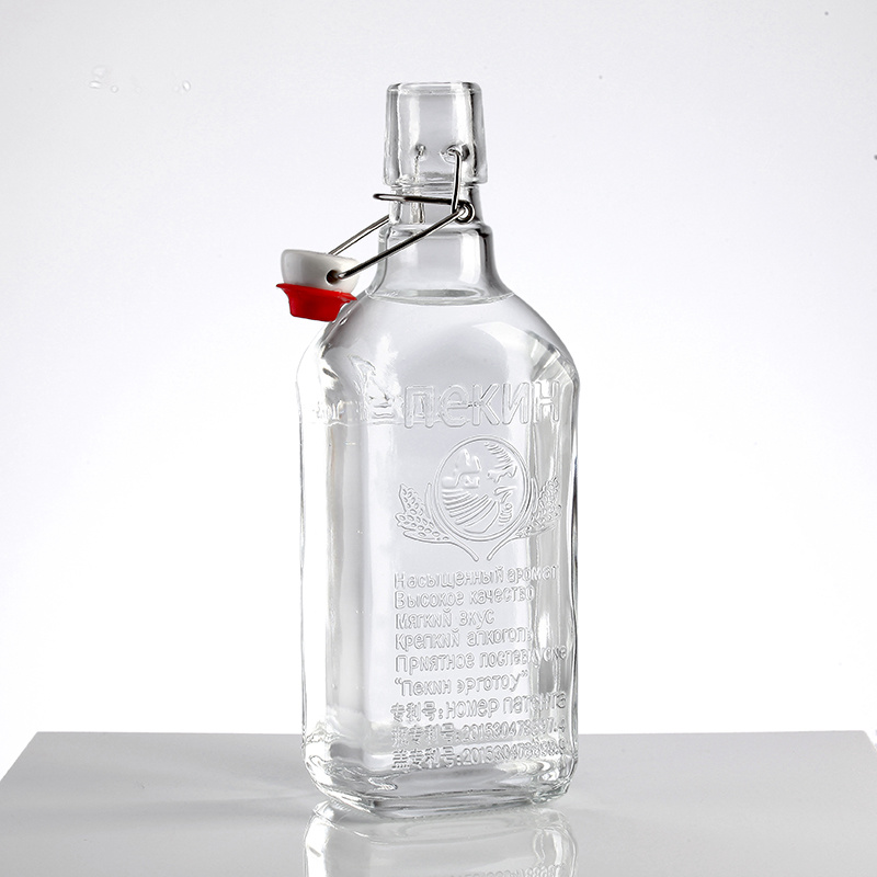 Empty Crystal Glass Bottle with Swing Cap 500 Ml /750 Ml Liquor Glass Bottle Whisky Bottle