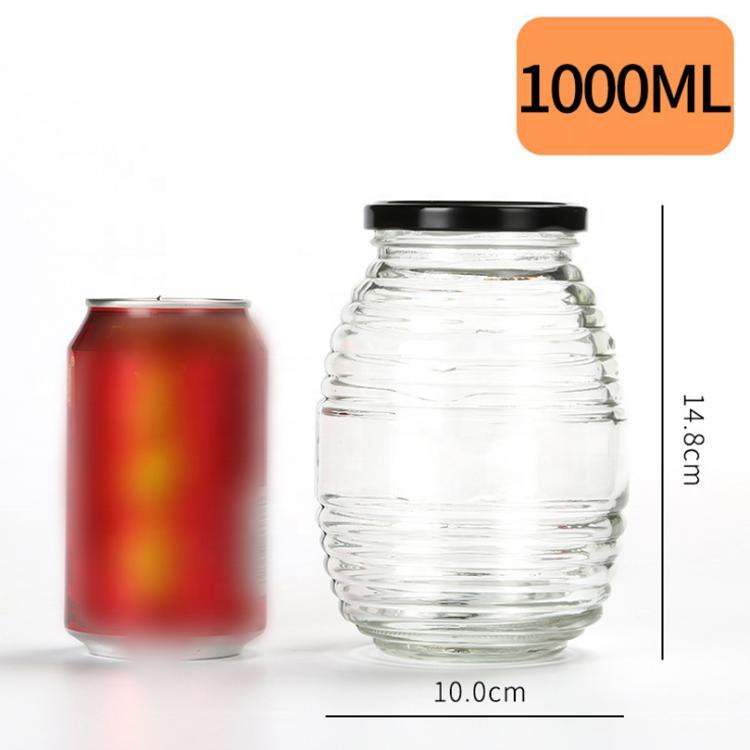 Thread Round 100ml 250ml 500ml 1000ml Empty Jam Pickle Food Storage Jar Honey Glass Bottle