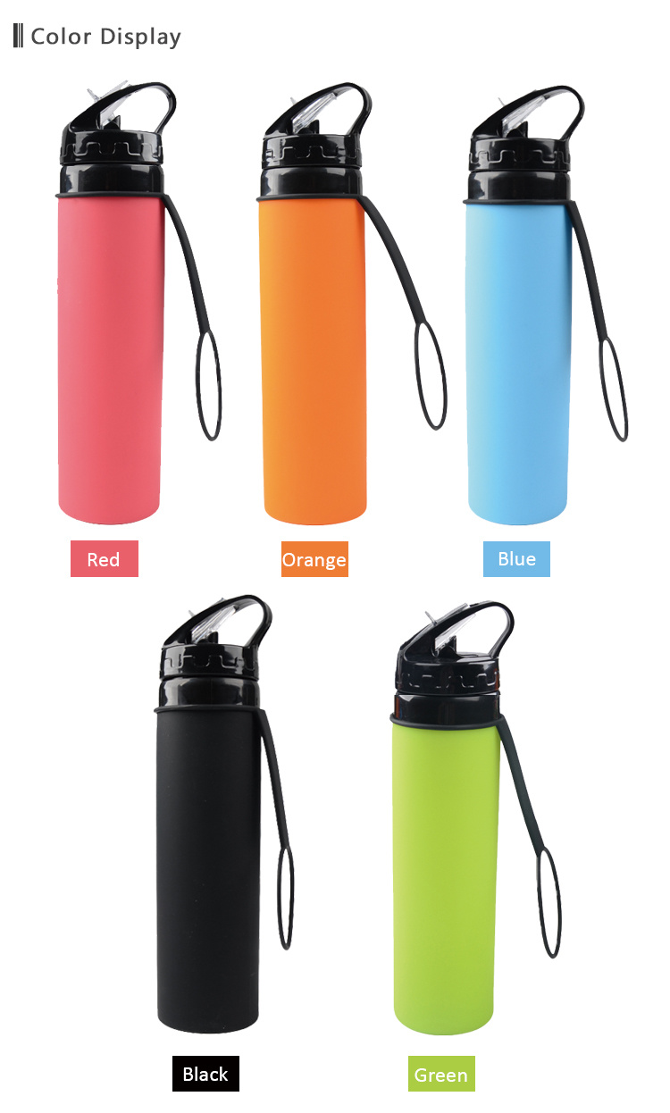 Wholesale Outdoor Sports Bicycle Water Bottle BPA Free Silicone Collapsible Drinking Bottle