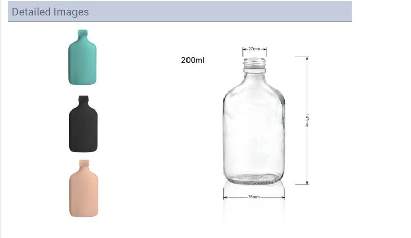Custom Pink 200ml Flask Glass Bottle for Liquor