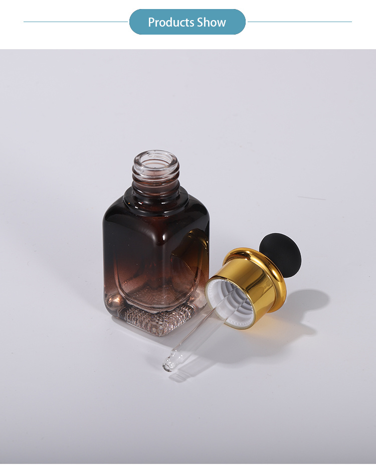 10ml 20ml 40ml Amber Clear Square Glass Dropper Bottle for Essential Oil