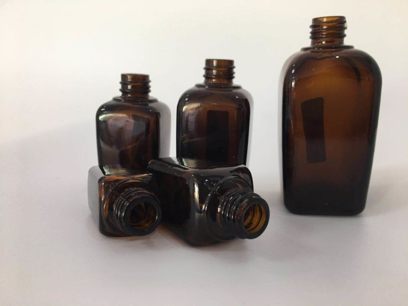 Empty Glass Aromatherapy Bottle Square Amber Essential Oils Bottle