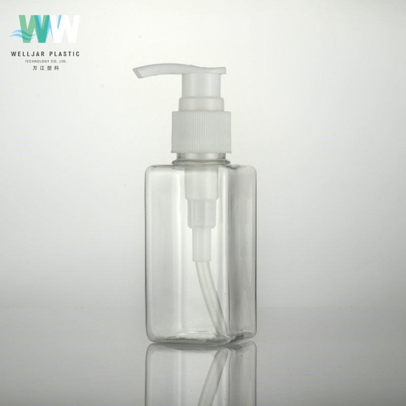 100ml Plastic Transparent Square Bottle with Mist Sprayer or Pump