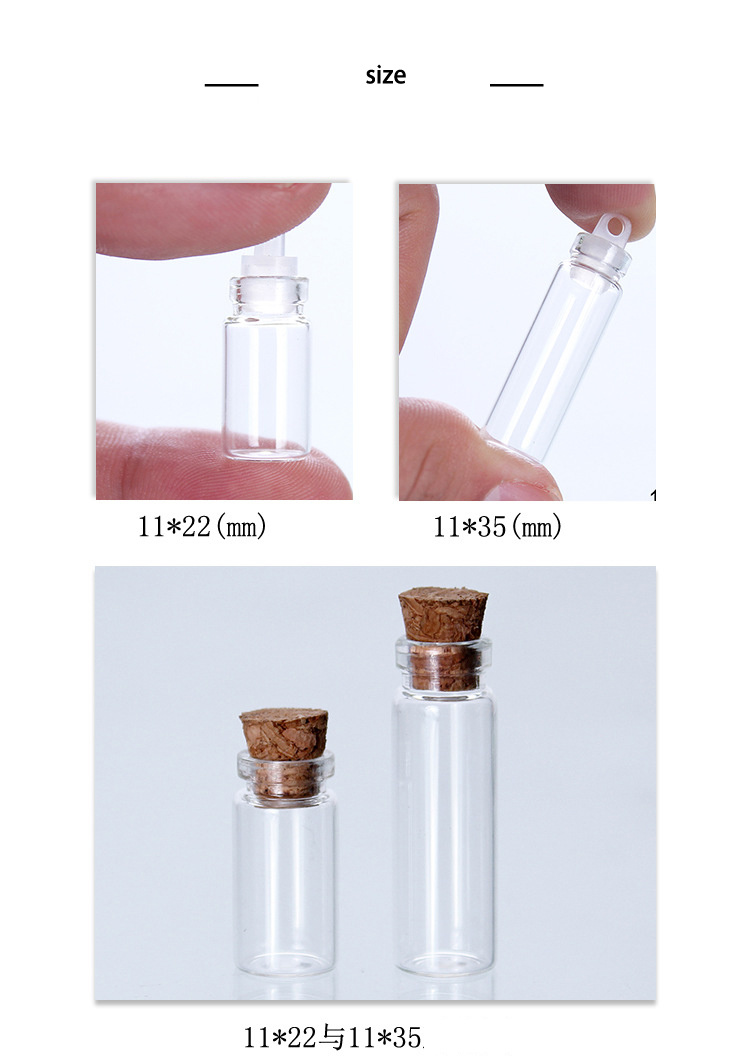 Small Wishing Craft Glass Bottle with Wooden Stopper