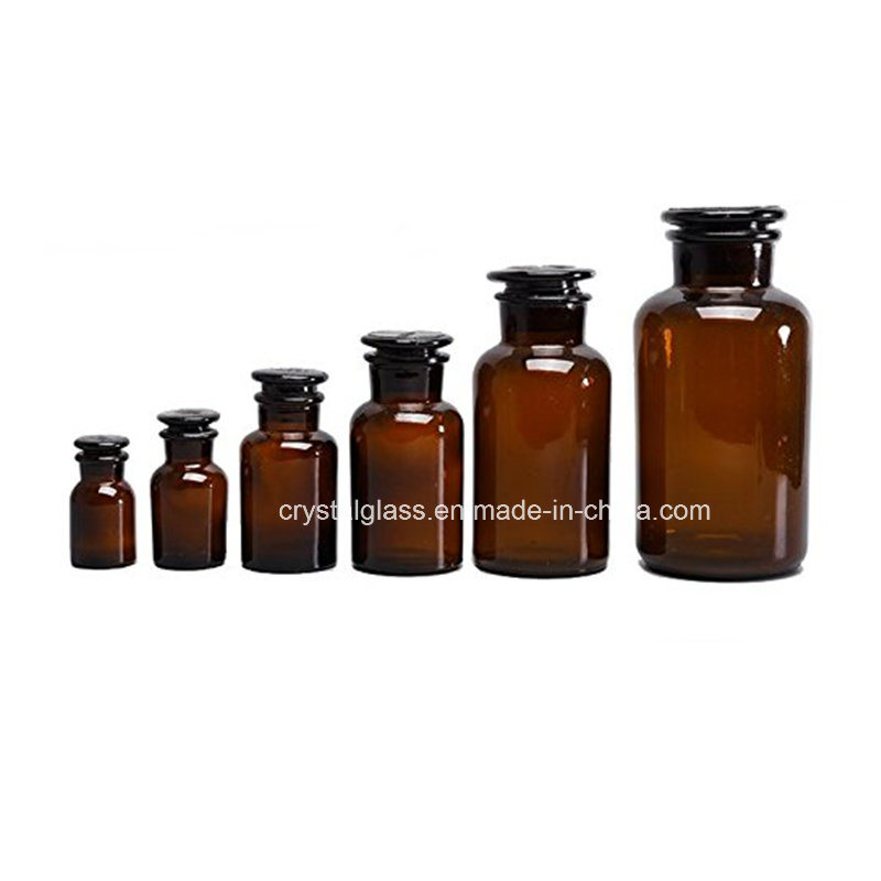 250ml 500ml Amber Reagent Glass Bottle with Stopper Cap