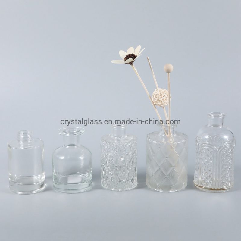 90ml Six Sides Reed Glass Diffuser Perfume Bottle with Golden Cap
