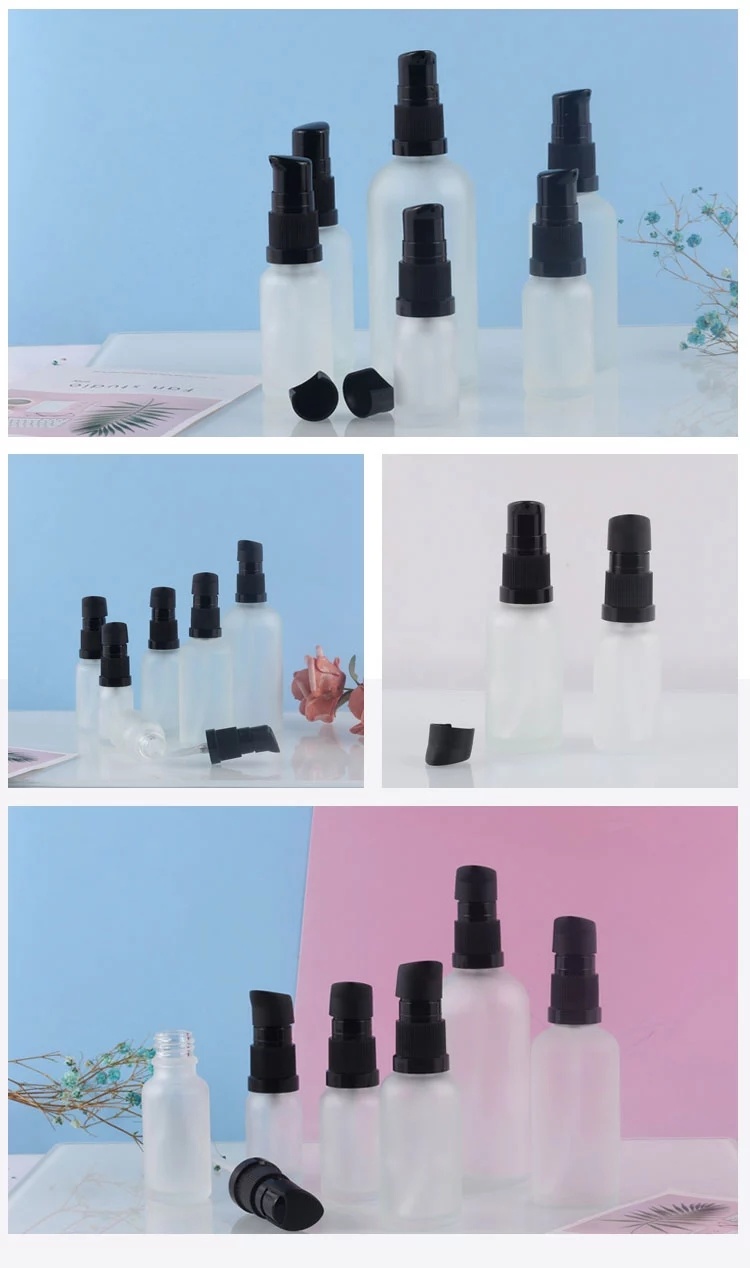 Newest Frosted 10ml 60ml Glass Pump Bottle for Essential Oil