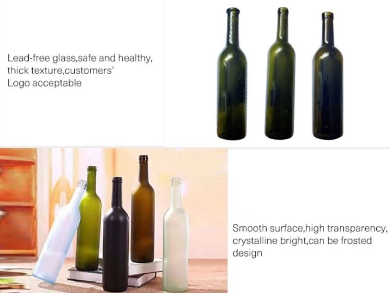 Custom Design 500ml 750ml Frosted Clear Black Amber Wine Glass Bottle