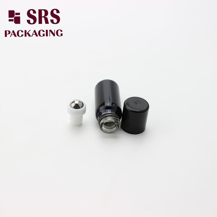 Black Electroplate Glass Bottle 3ml Round Bottom Roller Ball Bottle