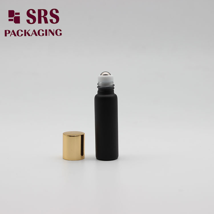 SRS Empty Matte Black Color 5ml Glass Roll on Bottle for Perfume