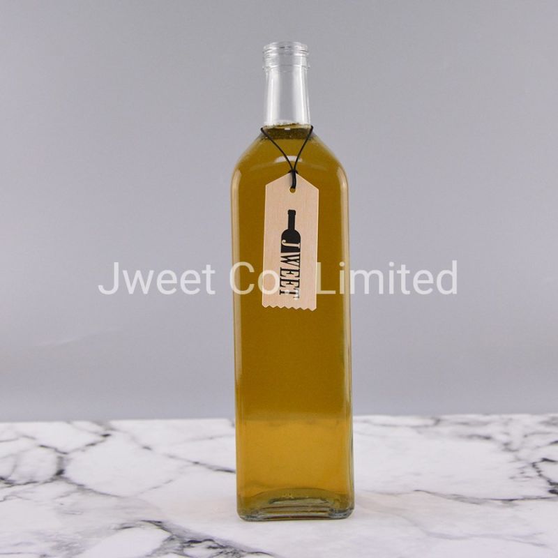 Custom Glass Bottle for Gin 1000ml Square Shape Glass Bottle