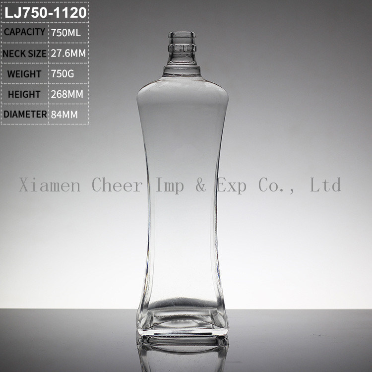 750ml Crystal White Glass Bottle for Liquor