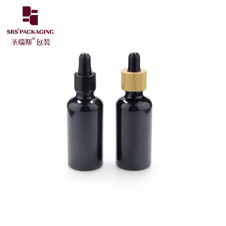 Black Glossy Glass Essential Oil Bottle 50 Ml with Dropper