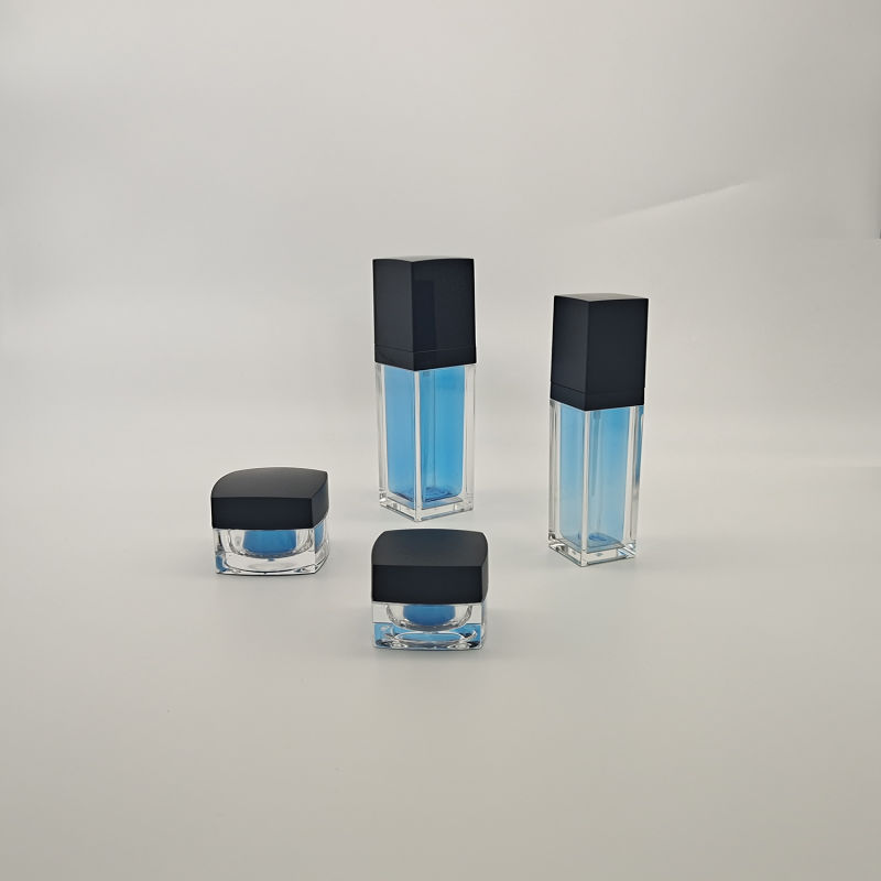 10g 30g 50g 30ml 60ml 80ml 100ml Double Wall Square Cosmetic Bottle and Jar Acrylic Plastic Bottle