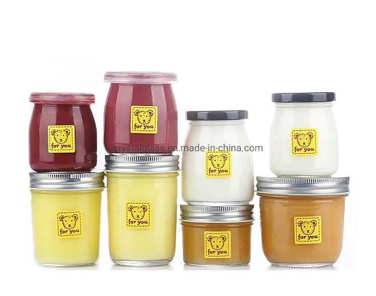 100ml 150ml 200ml Yogurt Glass Bottle for Pudding and Milk with Plastic Caps