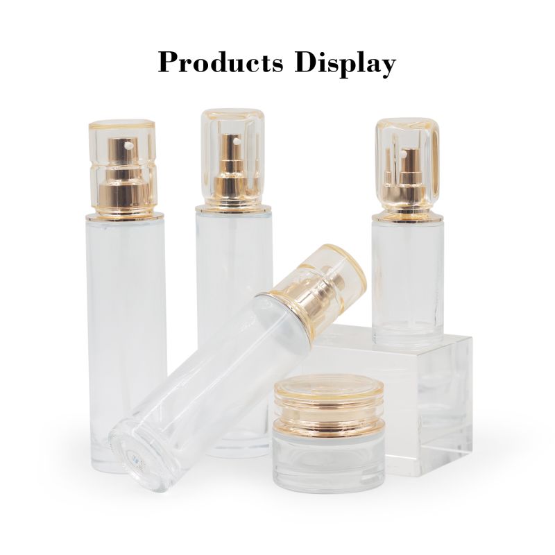 50g/50ml /120ml/150ml High-End Lotion Cream Jar Spray Glass Bottle with Gold Cap