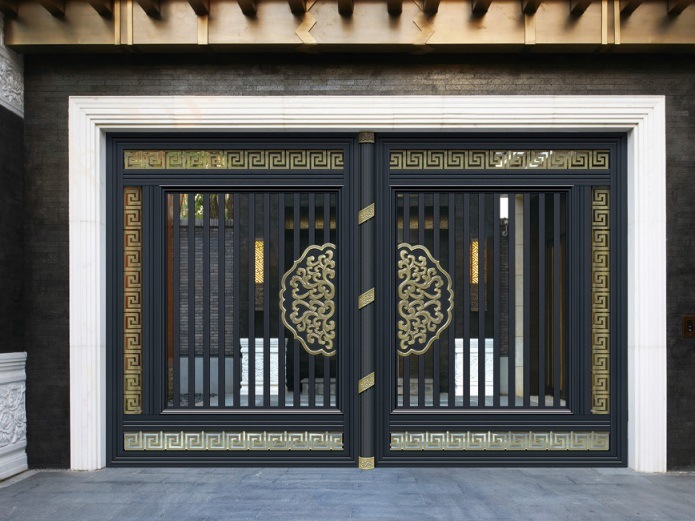 New Chinese Design Garden Front Door Aluminum Gate for New Villa Decoration