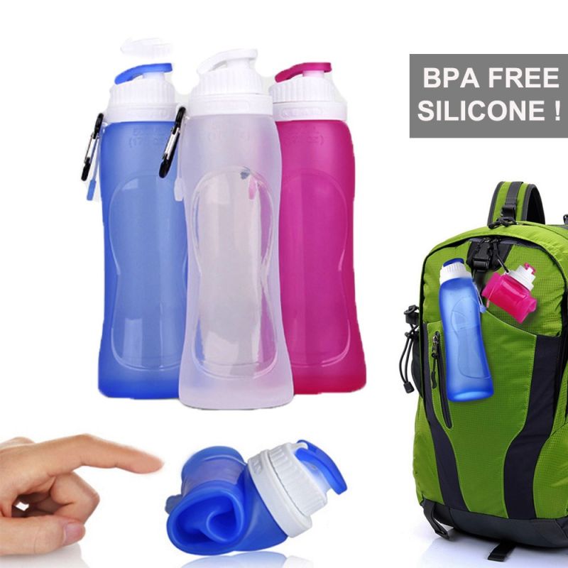Portable Folding Bottle & Water Bottle with Clip for Backpack, Foldable Water Bottle