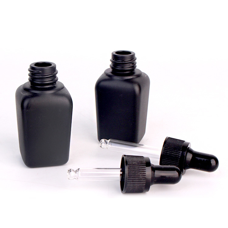 25ml Black Glass Bottle for Essential Oil with Black Dropper Lid