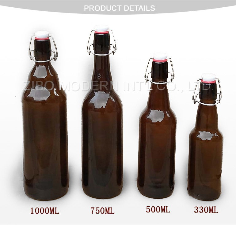 Wholesale 330ml 500ml 1000ml Amber Grolsch Empty Custom Swing Top Beer Glass Bottle