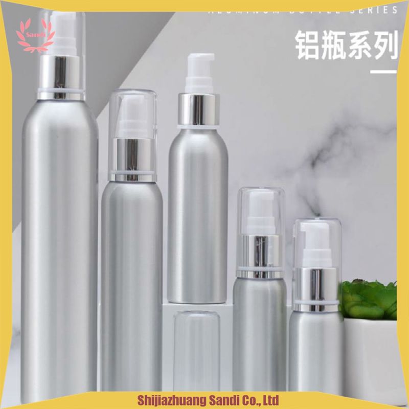 Free Sample Empty 30ml 50ml 100ml 120ml 200ml 150ml 250ml Silver Aluminum Metal Shampoo Pump Dispenser Bottle