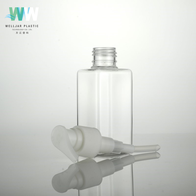 100ml Plastic Transparent Square Bottle with Mist Sprayer or Pump