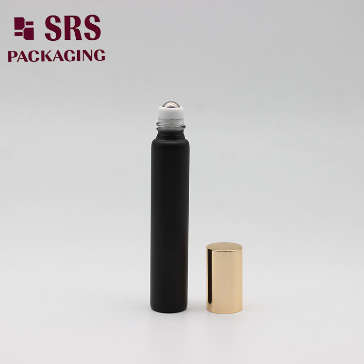 SRS Cosmetic Empty Perfume 8ml Matte Black Roll on Glass Bottle