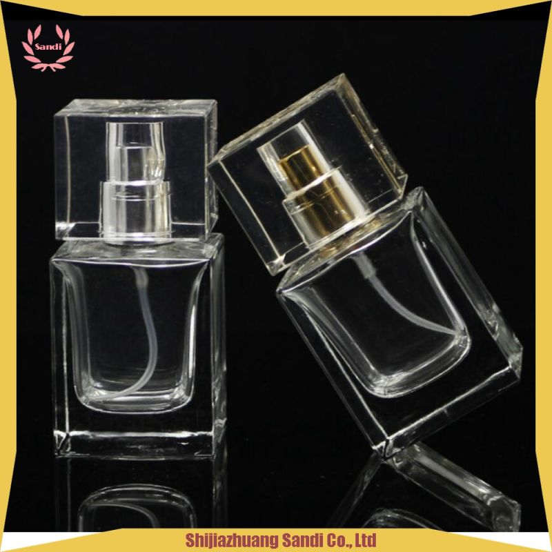 30ml Square Transparent Spray Crystal Glass Perfume Bottle